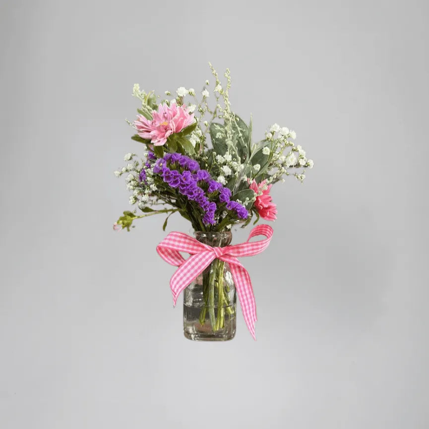 Mini Vaso de Vidro com Mini Bouquet